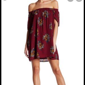 dee elly burgundy off shoulders floral dress medium M by dee elly